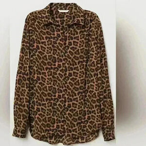 H&M Animal Print Button Down Top